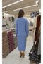 Round-Neck, Long-Sleeved, Braided-Side, Side Slit, Soft-Textured Midi Length Knit Dress - 2