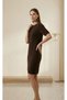 Crew Neck, Short-Sleeved, Solid Color, Soft-Textured Basic Short Knit Dress - 3