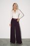 Burgundy Fleece-Lined, Relaxed-Fit Pants with a Belt Detail