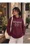 Oversized Burgundy Hooded Sweatshirt, 100% Cotton