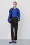 Women's Narrow Leg Pleated Brown Cigarette Pants with a Belt - 3