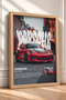 Red German Sports Car Framed Painting on City Street—Car Poster Wall Decor OTO228 - 2
