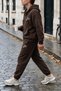 Light Brown Unisex Cardigan and Jogger Pants Set with Minimalist Killer Whale Print (2-Piece Set) - 3