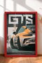 Orange Distressed German Race Car Framed Art Print Car Poster Wall Decor OTO196