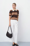 Women's Polo Collar Striped Short-Sleeve Soft-Textured Knit Sweater - 8