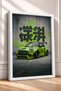 Pistachio Green Modified Hatchback Framed Art Print Car Poster for Garage or Office Wall Decor OTO195 - 2