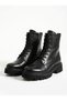 Vaghessa Women's Faux Leather Lace-Up Zip-Up Boots for Women / Unisex Combat Boots - Black Boots with Thick Soles