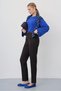 Women's Narrow Leg Pleated Brown Cigarette Pants with a Belt - 2