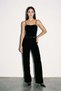 Black Velvet Straight-Leg Pants