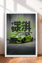 Pistachio Green Modified Hatchback Framed Art Print Car Poster for Garage or Office Wall Decor OTO195