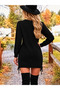 Women's long sleeve crew neck side tie-up cropped knit dress - 3