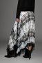 Avalyn women's plaid patterned skirt with lace trim, asymmetrical hem, and mesh pattern. - 4