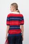 Women's Polo Collar Striped Short-Sleeve Soft-Textured Knit Sweater - 5