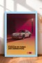 White German Sports Car on a Pink-and-Orange Background—Framed Art Print, Car Poster, Wall Decor OTO223