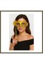 Luxury Bejeweled-Strappy Handle Masked Ball Mask, Gold, 35 cm BX