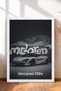 White British Supercar Framed Art Print in a Gray Studio—Car Poster, Wall Decor OTO220