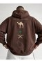 Brown Oversized Hooded Sweatshirt, 100% Cotton