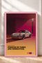 White German Sports Car on a Pink-and-Orange Background—Framed Art Print, Car Poster, Wall Decor OTO223 - 3