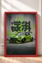Pistachio Green Modified Hatchback Framed Art Print Car Poster for Garage or Office Wall Decor OTO195 - 3