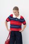 Women's Polo Collar Striped Short-Sleeve Soft-Textured Knit Sweater - 2