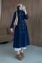 Gökşin Buttoned Trench Coat, Navy Blue