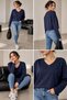 Thick-Textured Modal V-Neck Short Blouse MY3535 - 6