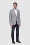 Gray Crepe Micro-Patterned Houndstooth Classic-Collar Blazer Jacket - 5