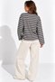 Women's Light Blue and Brown Striped Cotton Crew Neck Oversized Blouse - 6