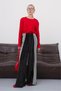 Women's Velvet Black and White Striped Detail Palazzo Pants with Drawstring Waist and Wide-Leg Fit