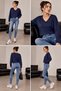 Thick-Textured Modal V-Neck Short Blouse MY3535 - 7