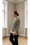 Women's Plus Size Black-Beige Striped Long-Sleeve Basic Cotton Long Sweatshirt - 3
