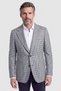 Gray Crepe Micro-Patterned Houndstooth Classic-Collar Blazer Jacket