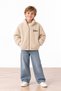 Camp Detailed Plush Bomber Jacket - Beige - 3