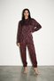 Burgundy-Patterned Loose-Fit Shirt and Elasticated Hem Pants Set - 2