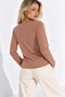 Women's Light Brown Crew Neck Long-Sleeve Blouse - 6