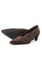 Genuine Suede Leather Brown Women's Heeled Shoes - Z576 - 5