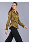 ALFATEKS Women's Satin Shirt, Long-Sleeved, Drapey, Relaxed Fit, Classic Collar, Button-Down - 2