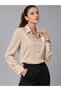 ALFATEKS Women's Satin Shirt, Long-Sleeved, Drapey, Relaxed Fit, Classic Collar, Button-Down - 3