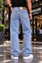 Men's Baggy High Denim Jean Snow Wash Pants - 4