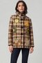 Women's Italian Brown Plaid Coat with Large Buttons and Pockets - 2