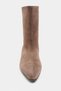 Dark Beige Suede Pointed Toe Thick Heel Women's Boots - 6