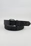 Black Leather Belt with Three Stripes and a Black Pyramid - 2