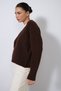 V-Neck Italian Raglan Oversized Wool Sweater, Coffee - 2