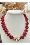 Gold detailed bone bead necklace, a trendy necklace.