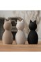 Minimalist Cat Figurine 8.6 cm, Ribbed Scandinavian Statue, Small Modern Sculpture for Shelf, Beige - 8
