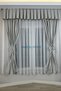 Kitchen Curtain, Closely Pleated, 1/3 Gray Striped, with Fringe, Short Curtain Rail, Modern Drapery Curtain