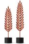 Modern Feather Sculpture Set of 2, 28 cm and 24 cm Decorative Leaf Statues on Round Stands, Copper
