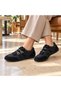Women's Lace-Up Double Buckle Casual Shoes with Comfortable Soles - 3