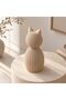 Cat Figurine Home Decor, Modern Minimalist Ribbed Statue for Shelf, Desk, Living Room & Bedroom - 6