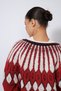 Jacquard Bicycle-Neck Knit Cardigan, Red - 5